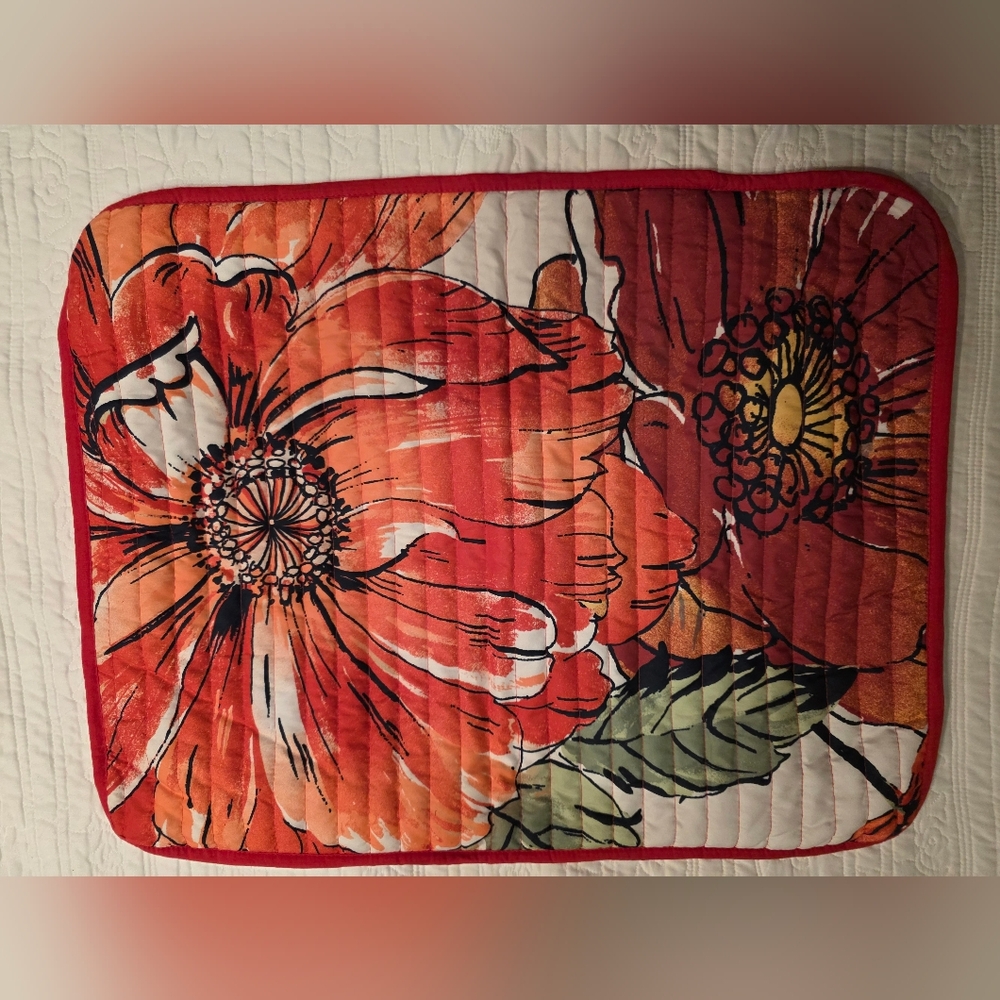 Pair of Standard Brightly Colored Floral Desigm Quilted Pillow Shams by Cozelle
